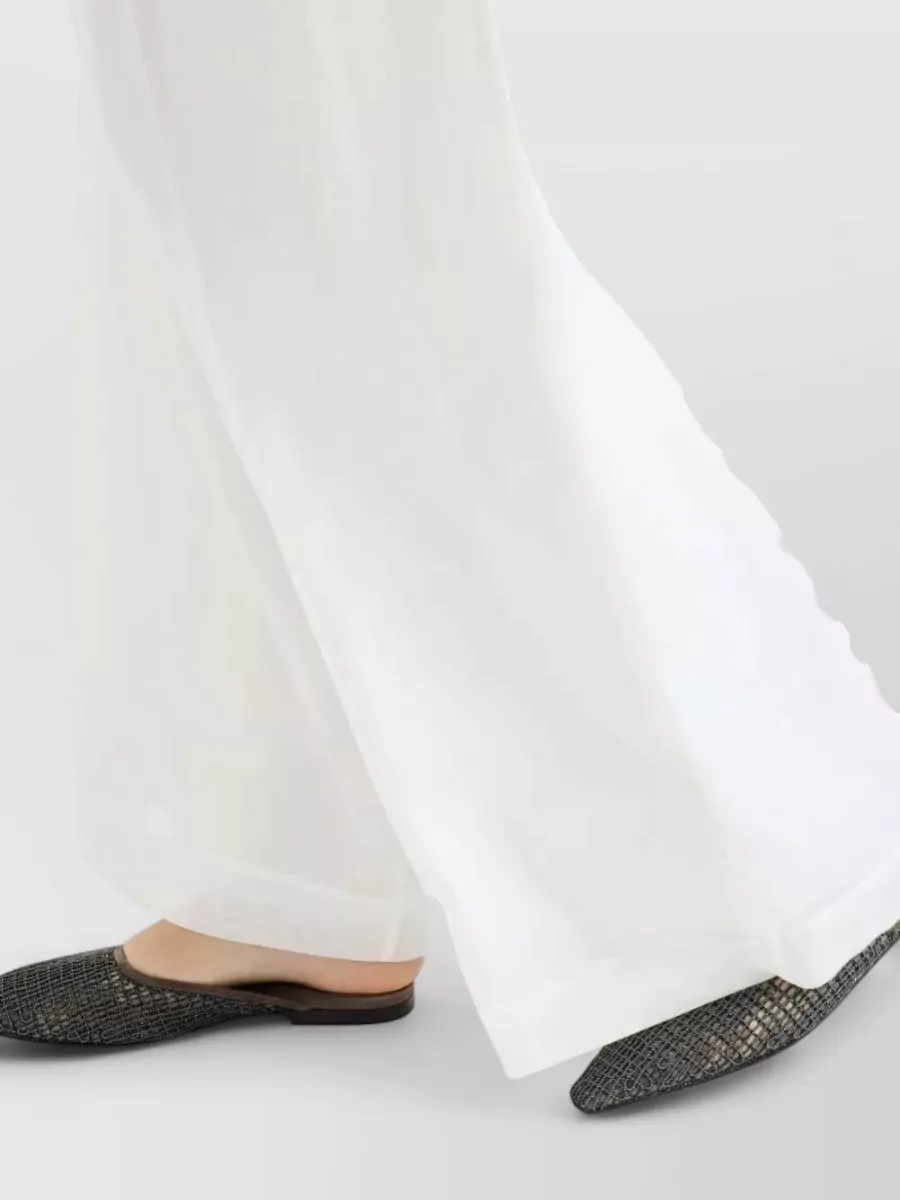 Brunello Cucinelli Suede Embellished Net Pointed Mules
