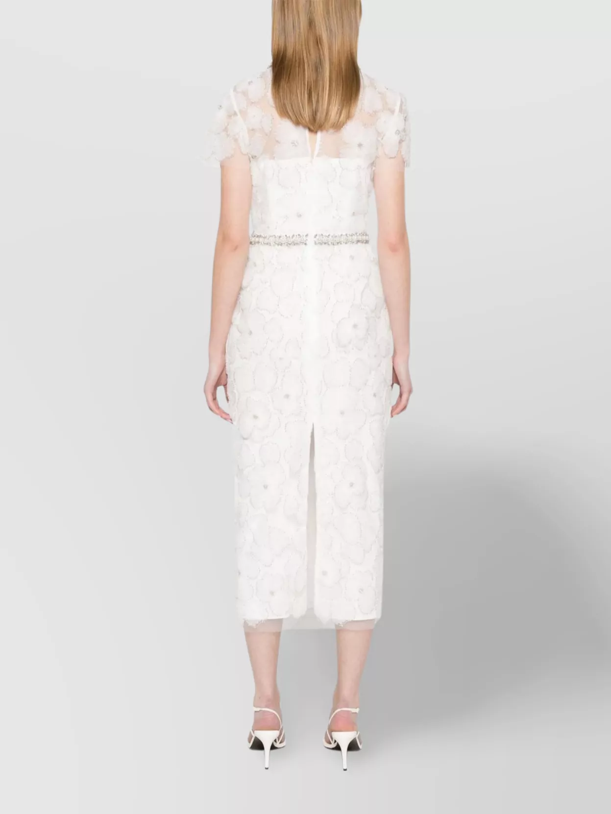 Self-portrait Embellished Neckline Floral Midi Dress