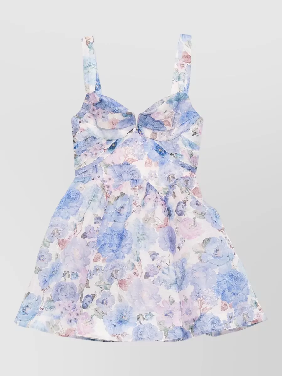 zimmermann pavilion tie-neck mini dress Pavillion Tie-neck Pleated Mini Dress