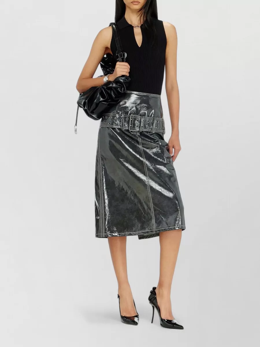 Diesel Silk Ribbed V-Neck Sleeveless Knitted Top