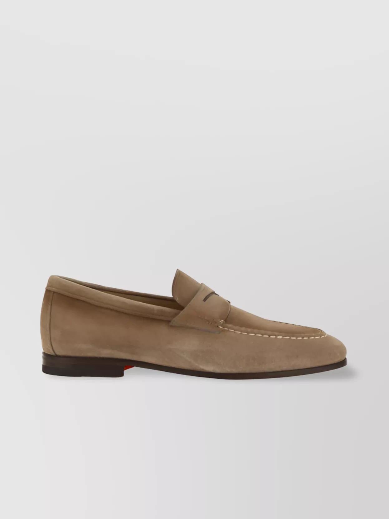Shop Santoni Loafers With Elongated Toe And Leather Block Heel