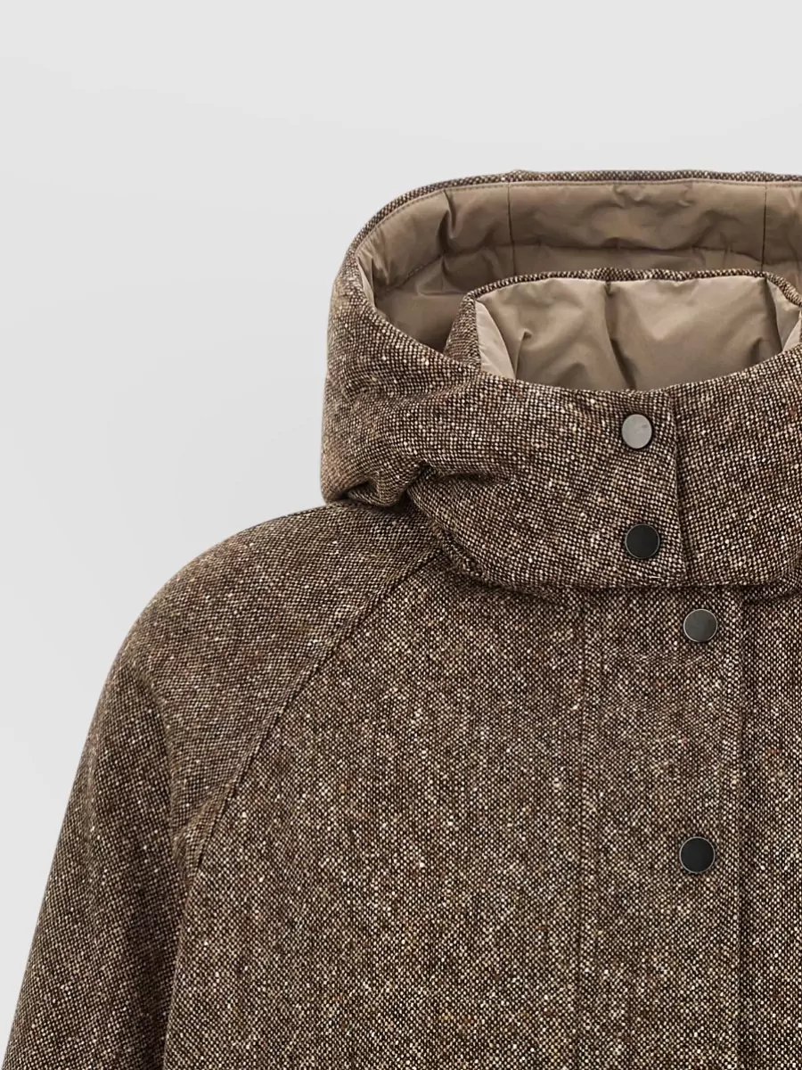 Brunello Cucinelli Virgin Wool Down Tweed Oversized Puffer Jacket