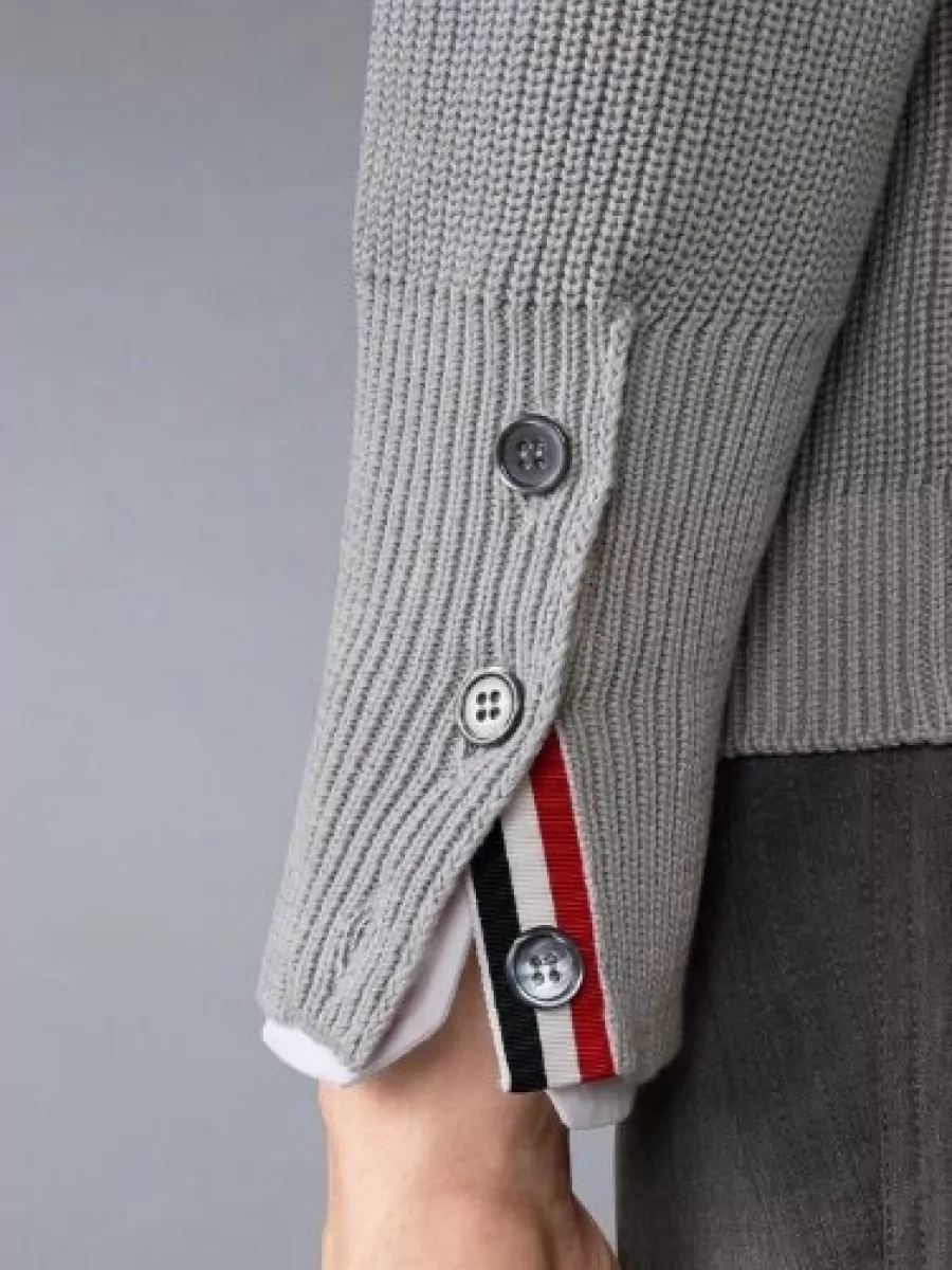 Thom Browne Cotton V Neck Cardigan Tonal Stripe