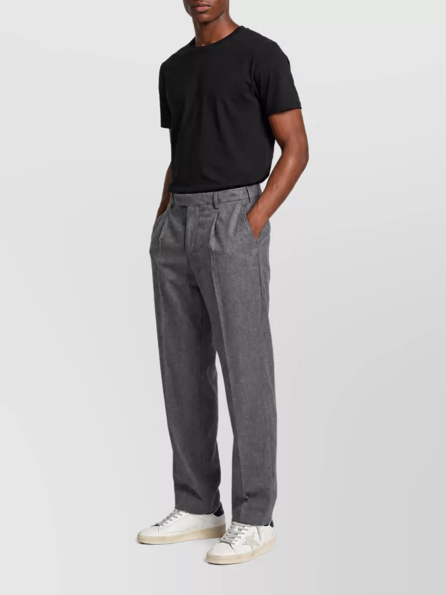 Pt Torino Cashmere-Blend Mid-Rise Straight-Leg Tailored Trousers
