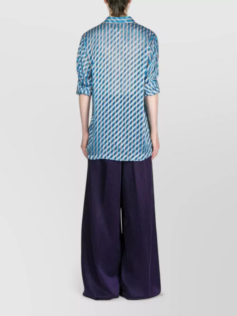Dries Van Noten Silk Striped Long-Sleeve Shirt