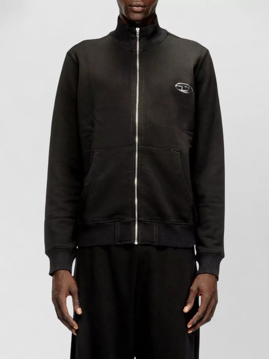 Diesel Cotton High-Neck Zip Sweatshirt