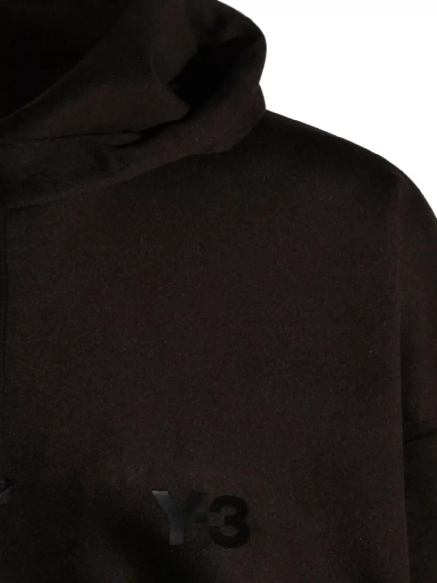 Y-3 Logo-Print Velvet Hoodie