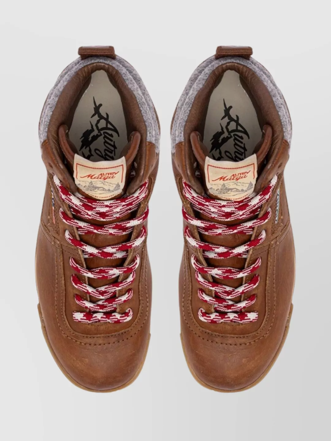 Autry Malga Hiking Boots Natural Leather Grey Fabric