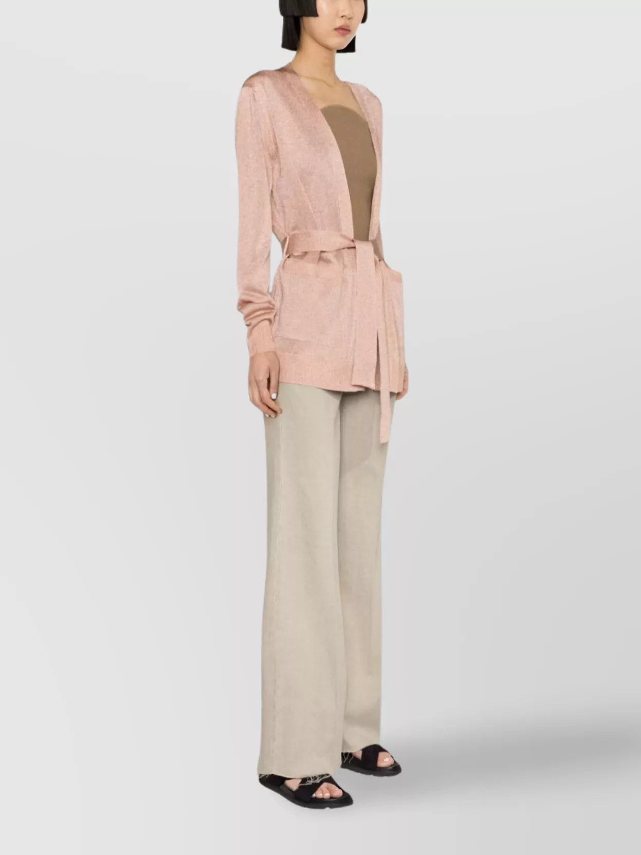 Missoni Belted Knit Cardigan Metallic Threading