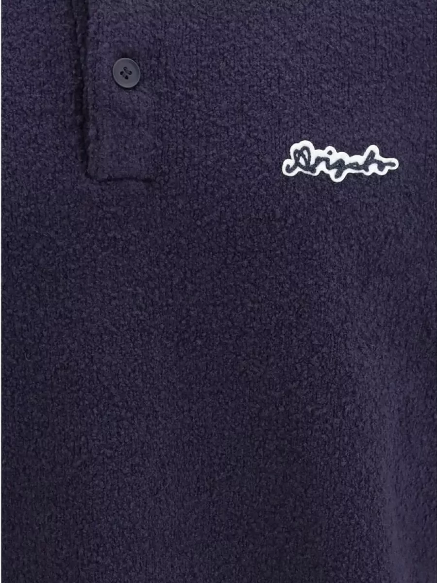 Axel Arigato Ribbed Henley Neck Textured Knit Sweater