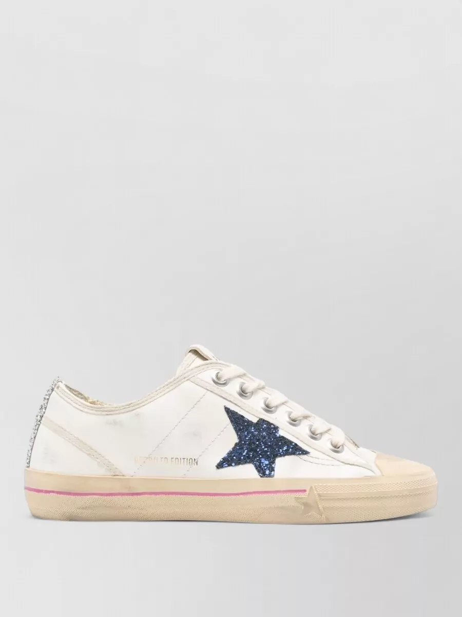 Golden Goose Low Sneakers Round Toe Glitter Star Nylon