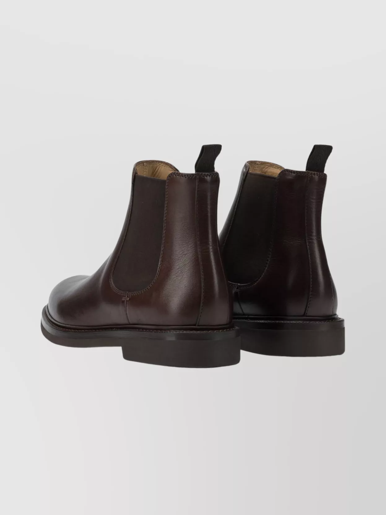 Brunello Cucinelli Leather Ankle Boots With Elastic Side Panels