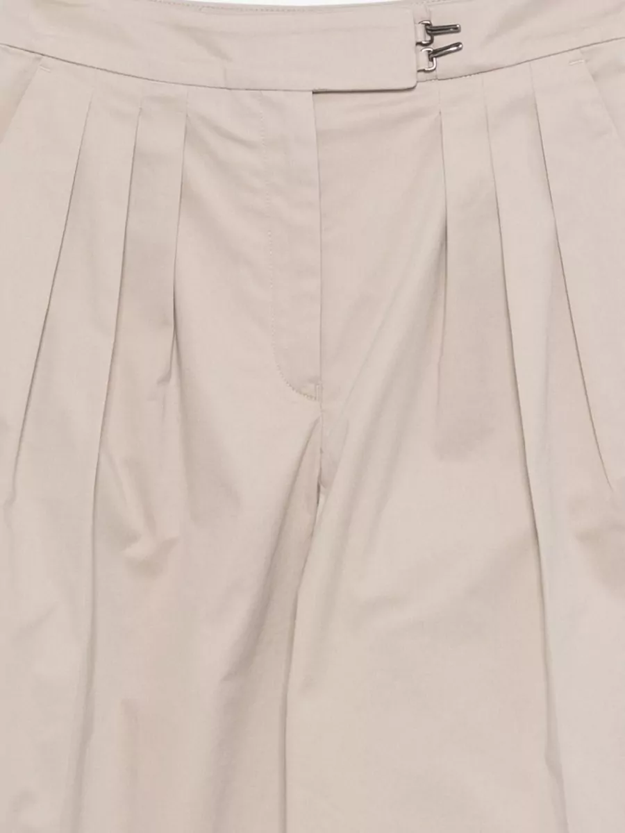 Emporio Armani Cotton Pleated Wide-Leg Trousers
