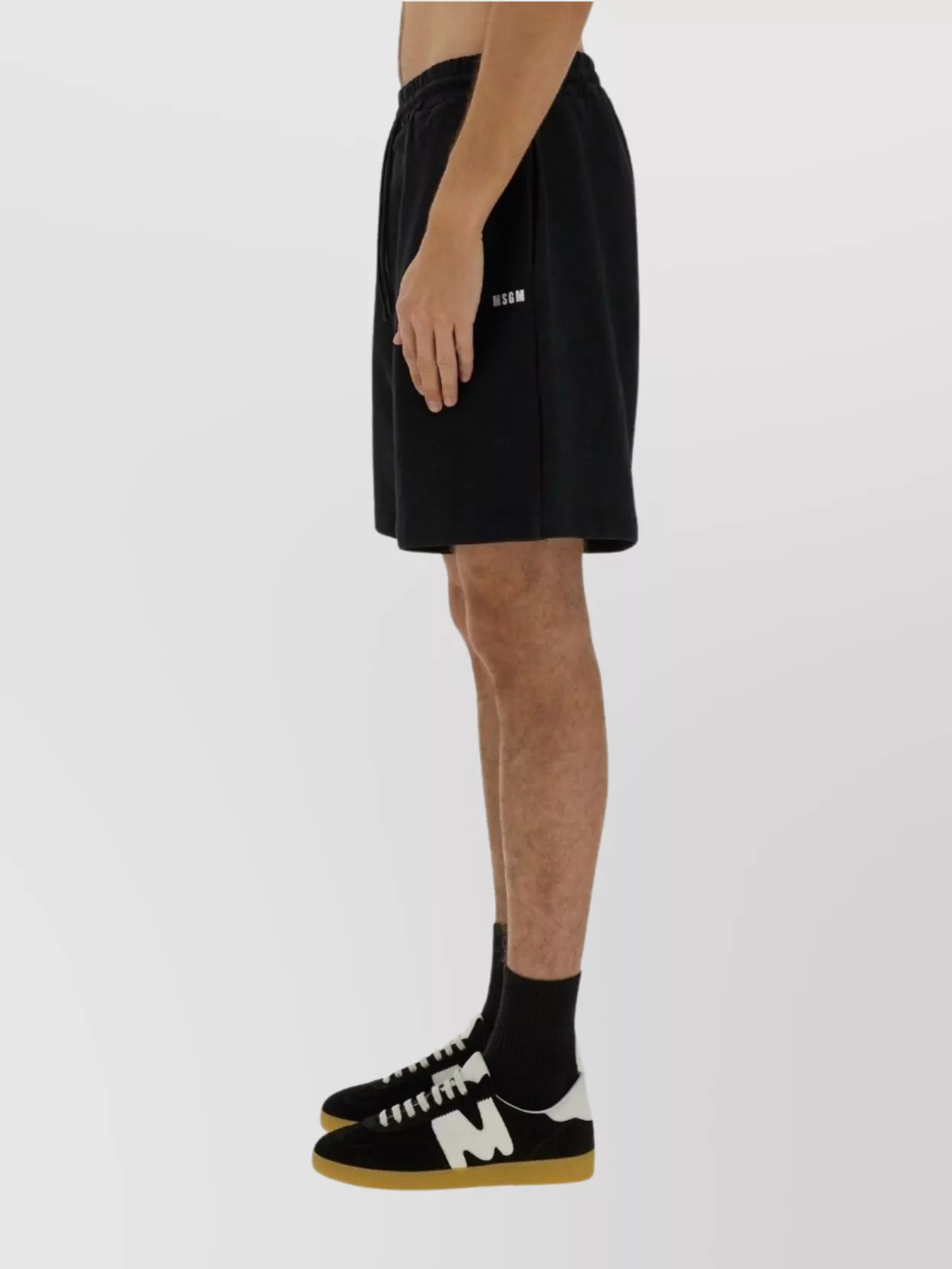 Msgm Black Shorts With Subtle Logo Detail