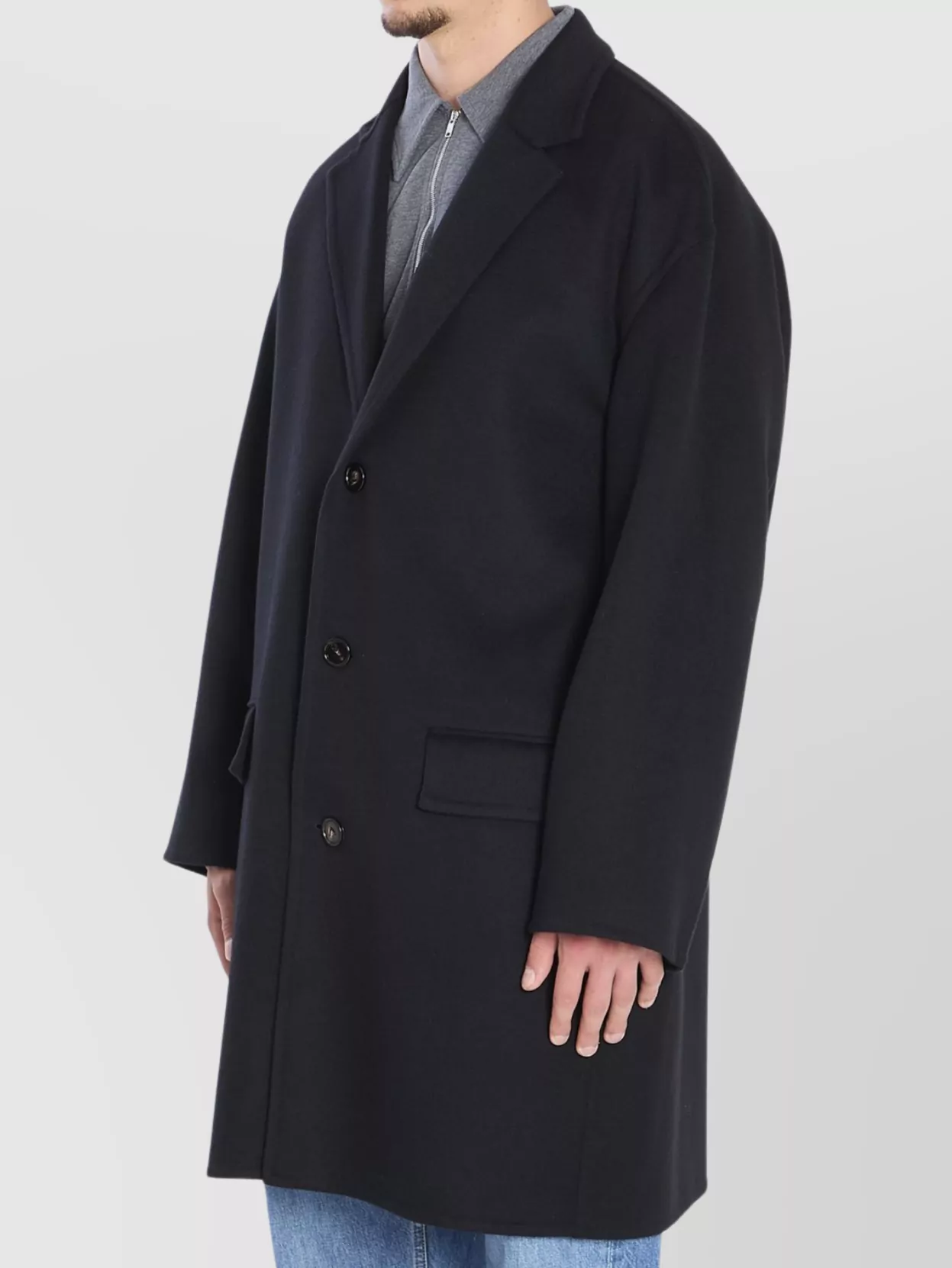 Bottega Veneta Wool Coat With Notched Lapel And Pockets