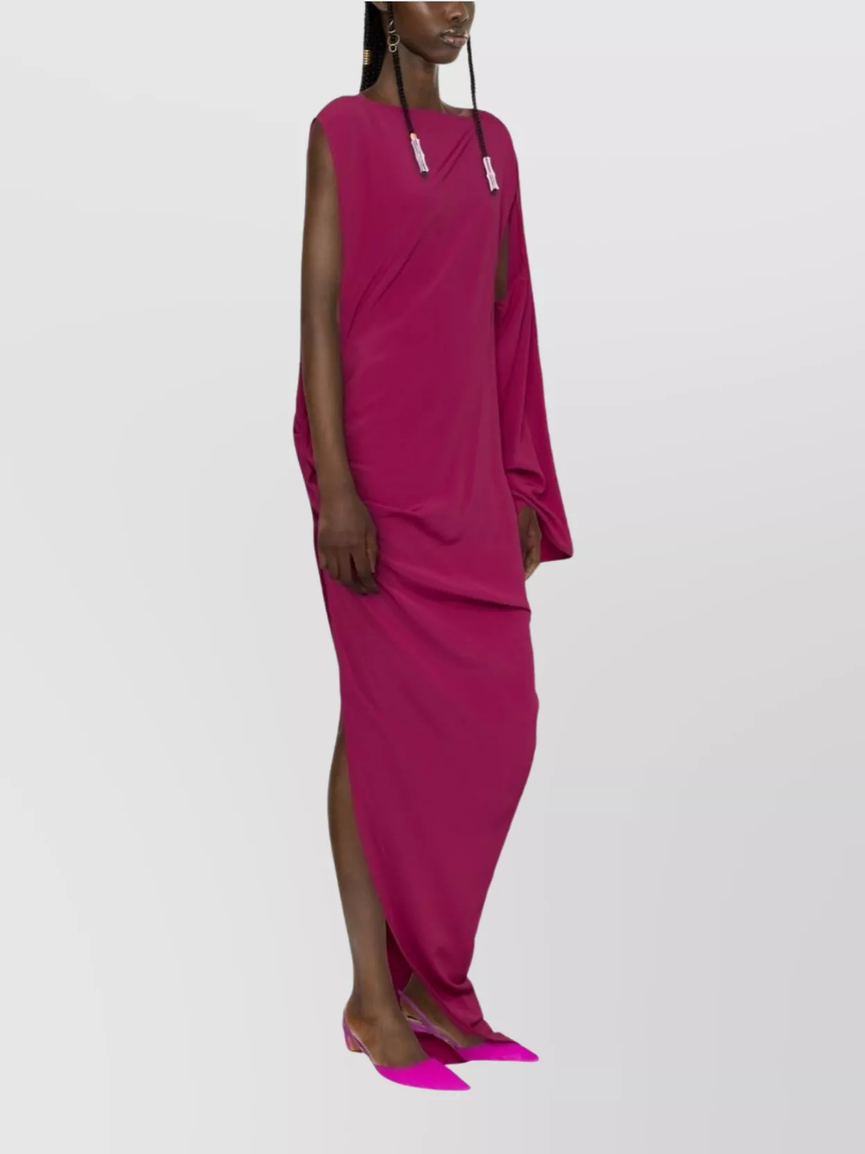 Rick Owens Asymmetrical Draped One Shoulder Long Gown