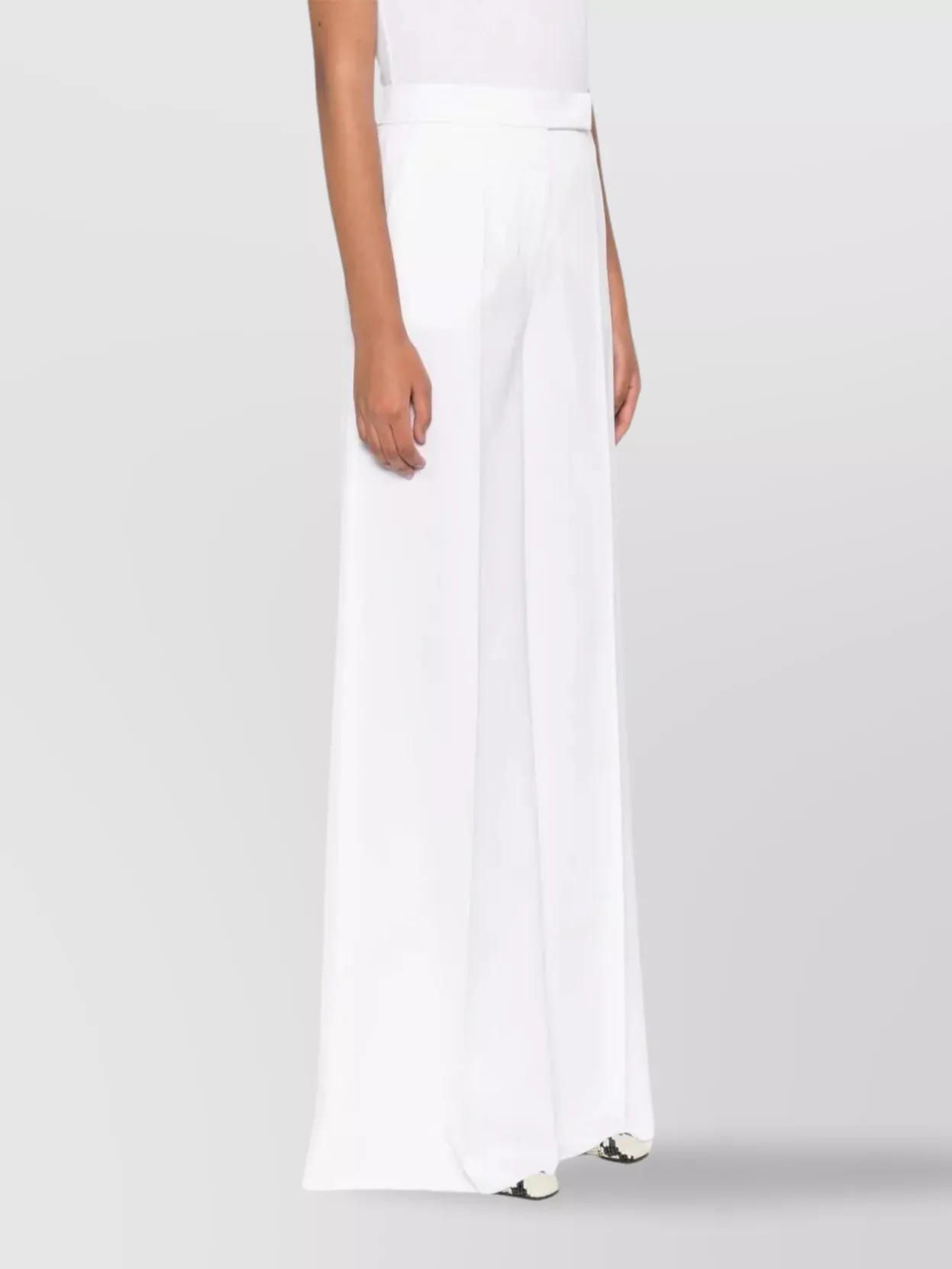 Max Mara High Waist Wide Leg Trousers In White