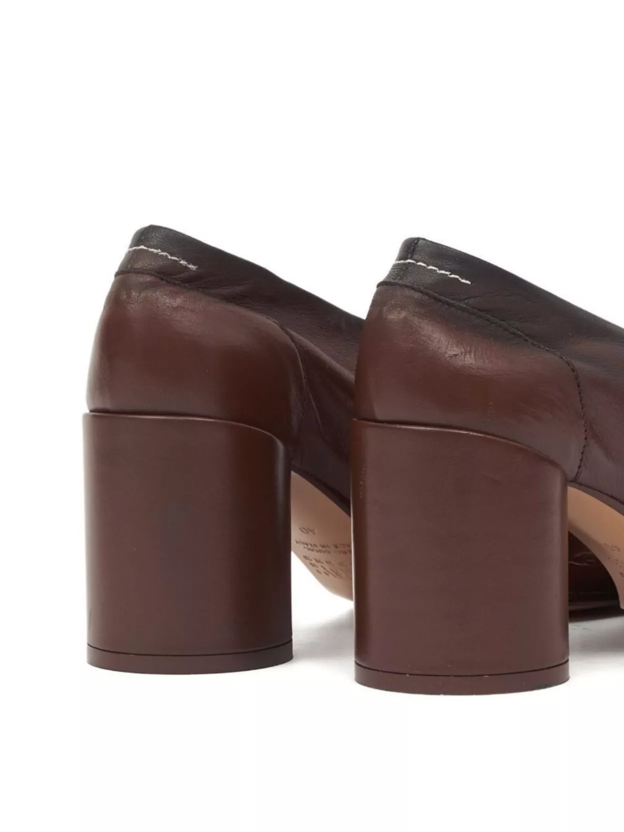 Mm6 Maison Margiela Block Heel Tabi Toe Leather Pumps