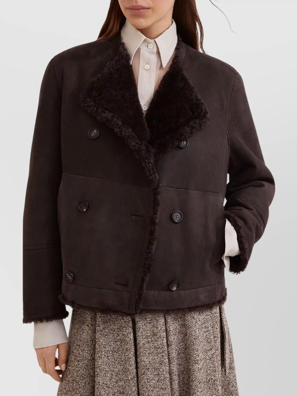 Brunello Cucinelli Reversible Double-Breasted Fur Jacket With Button Detailing