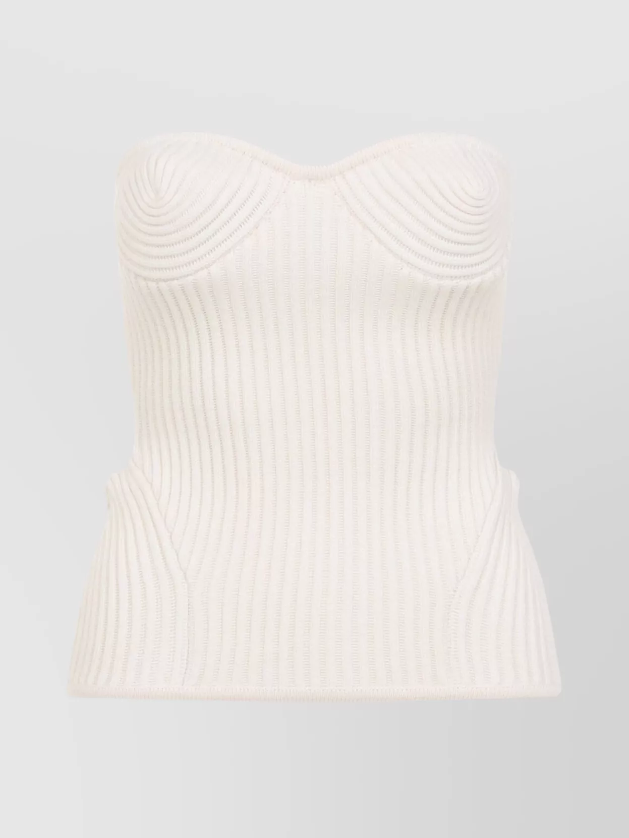 Jean Paul Gaultier Merino Wool Ribbed Stretch Strapless Top In White