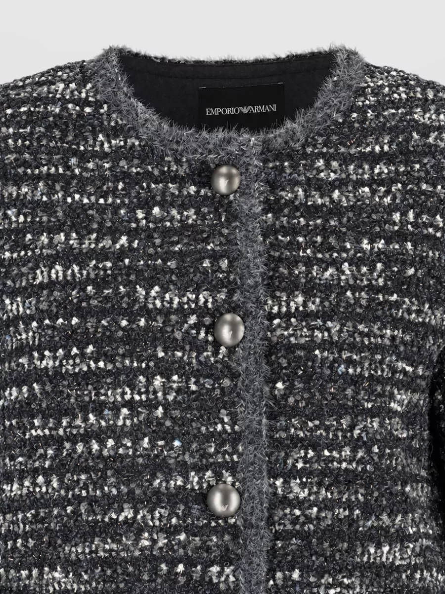 Emporio Armani single breasted tweed coat