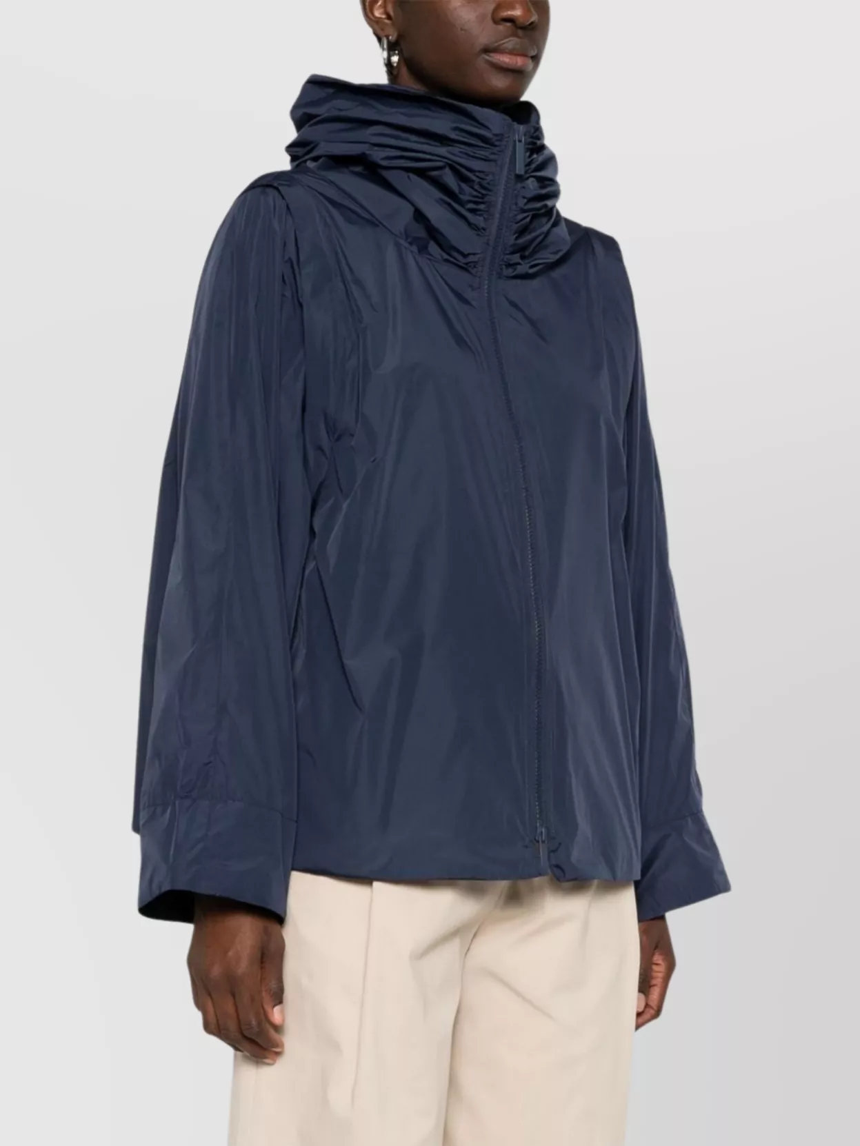 Shop Emporio Armani Drawstring Hem Hooded Blouson Jacket