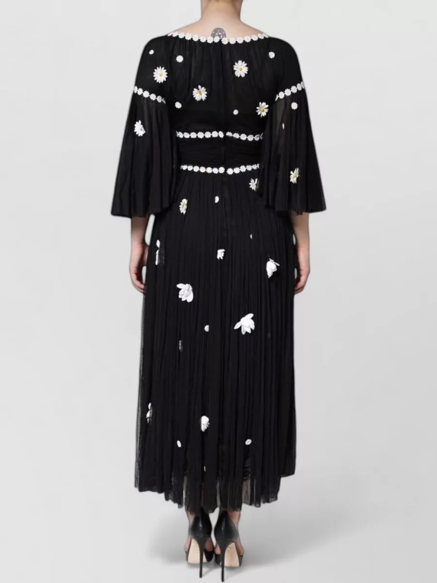 Dolce&Gabbana Silk Daisy Embroidered Midi Dress