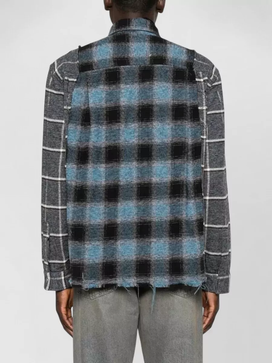 Haikure Cotton Checked Panelled Shirt Jacket