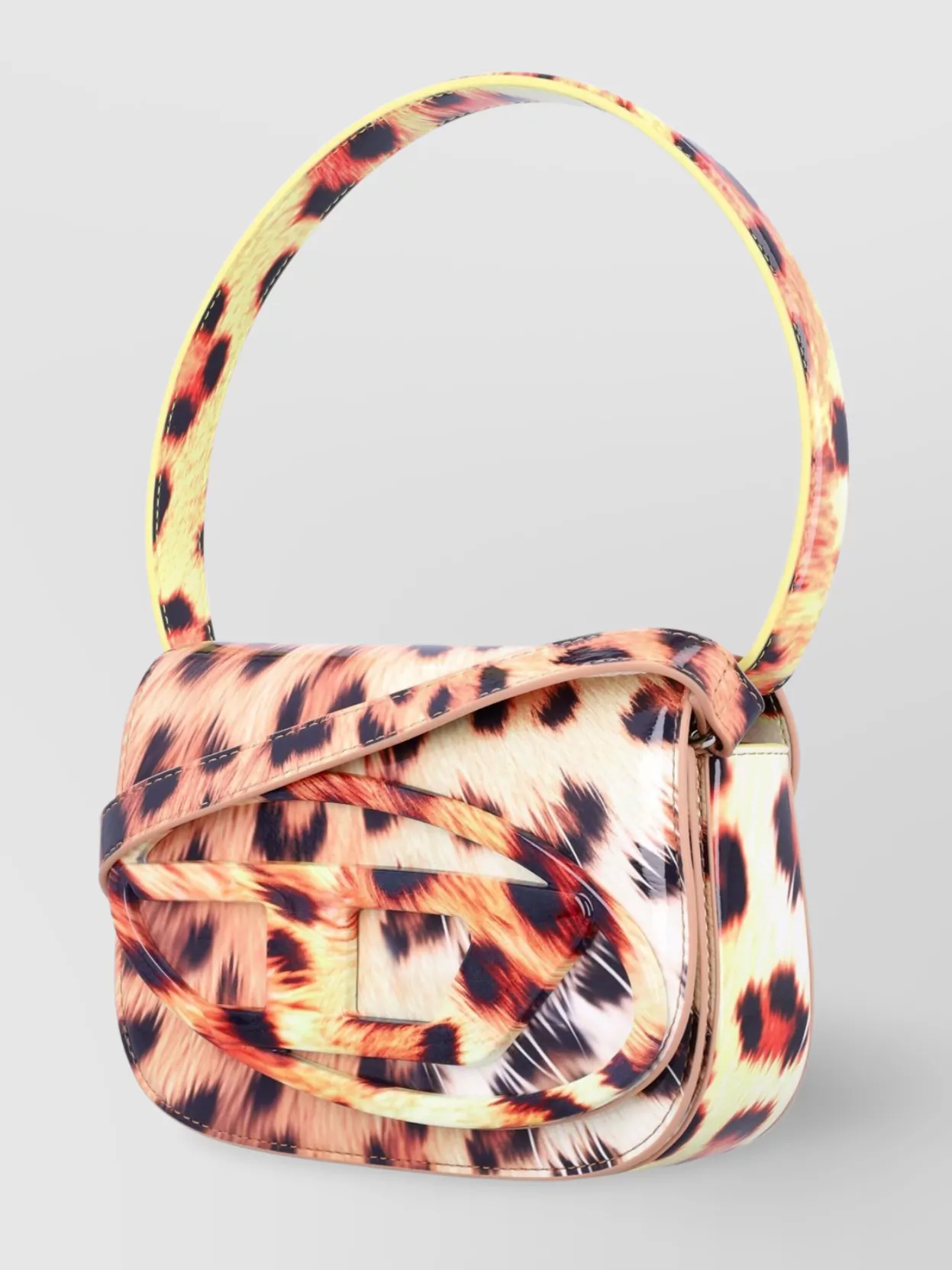 Diesel Glossy cheetah print shoulder bag | The Fashion Square