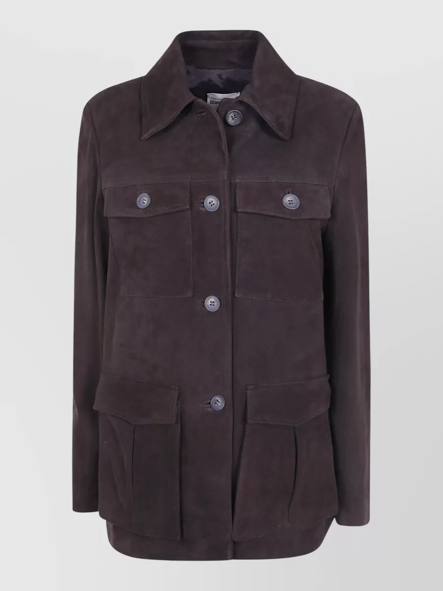 Semicouture leather single breasted coat