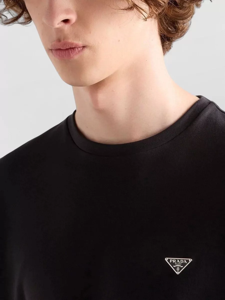 Prada Cotton Boxy-Fit Crew-Neck Short-Sleeve T-Shirt