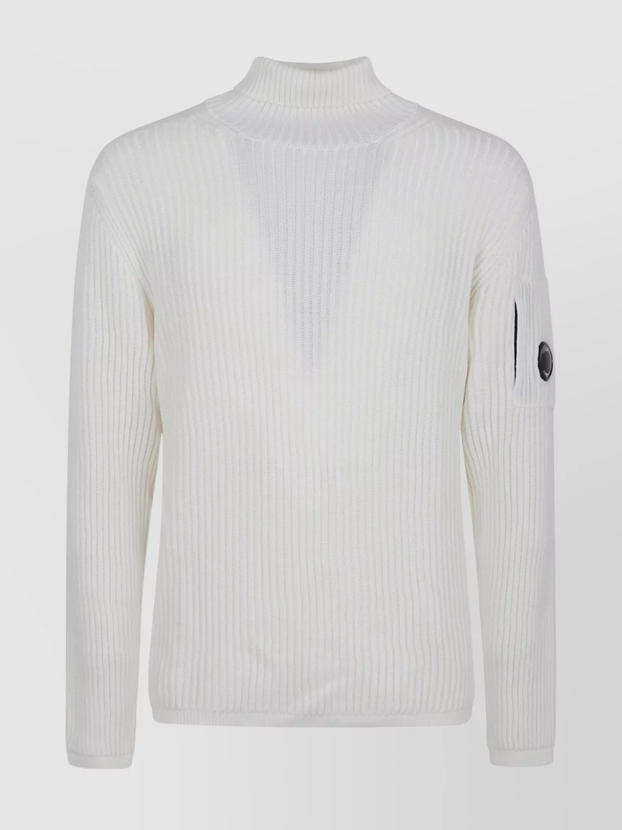 C.p. Company Turtleneck Knit Sweater Arm Pocket In White
