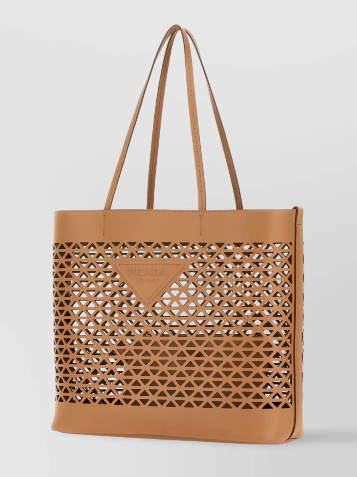 Shop Prada Leather Shopping Bag Cut-out Detailing
