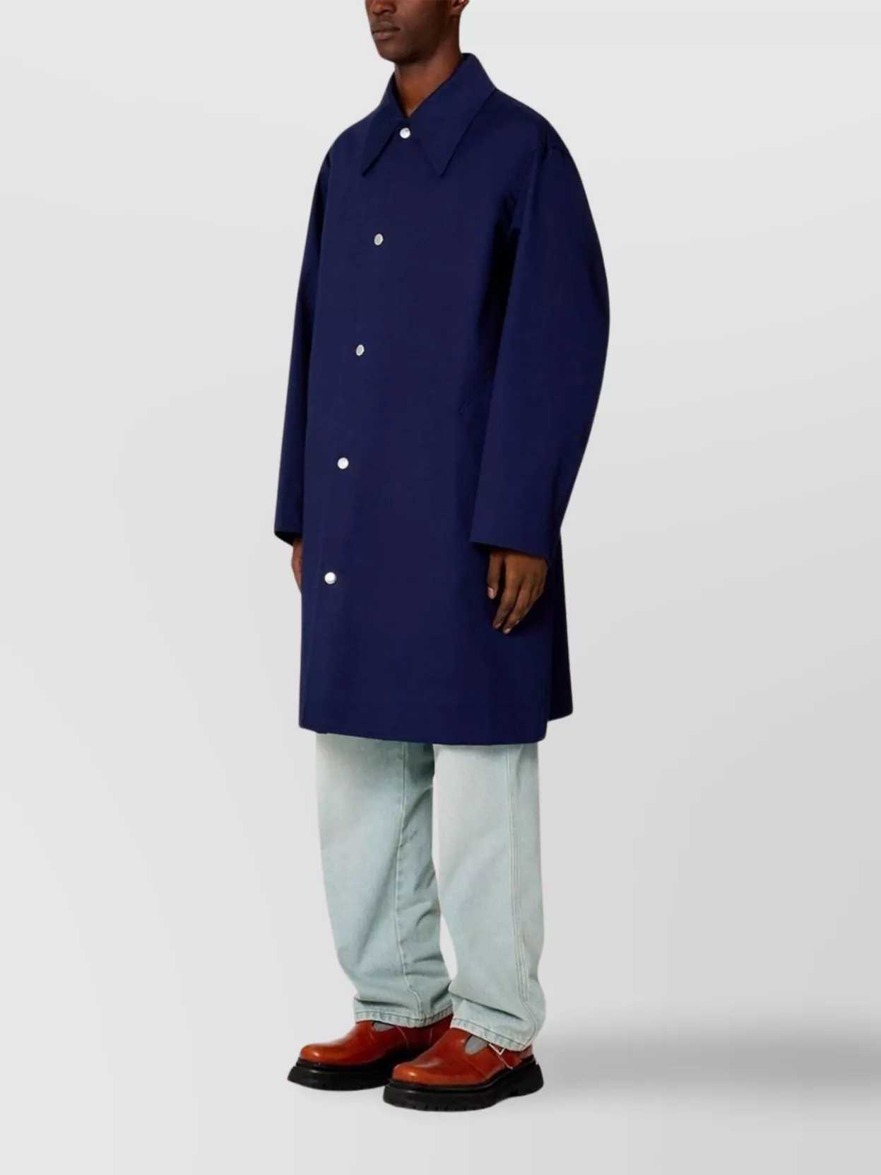 Ami Paris Long Sleeve Point Collar Side Pocket Coat
