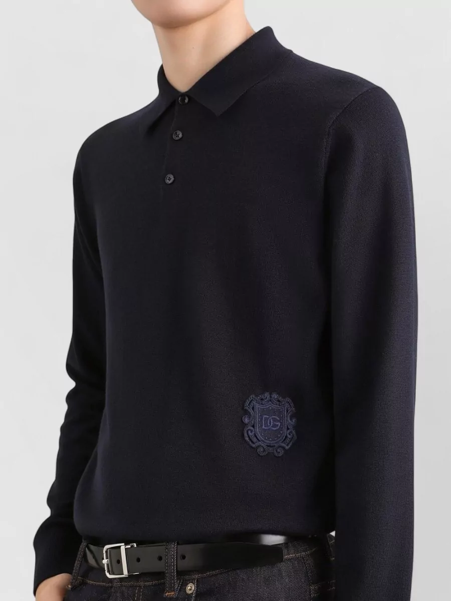 Dolce&Gabbana Virgin Wool Long-Sleeve Polo Shirt