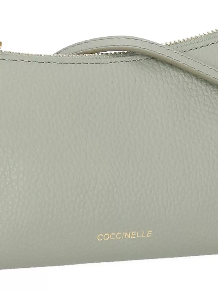 Coccinelle Pebbled Leather Shoulder Bag Gold Tone Chain