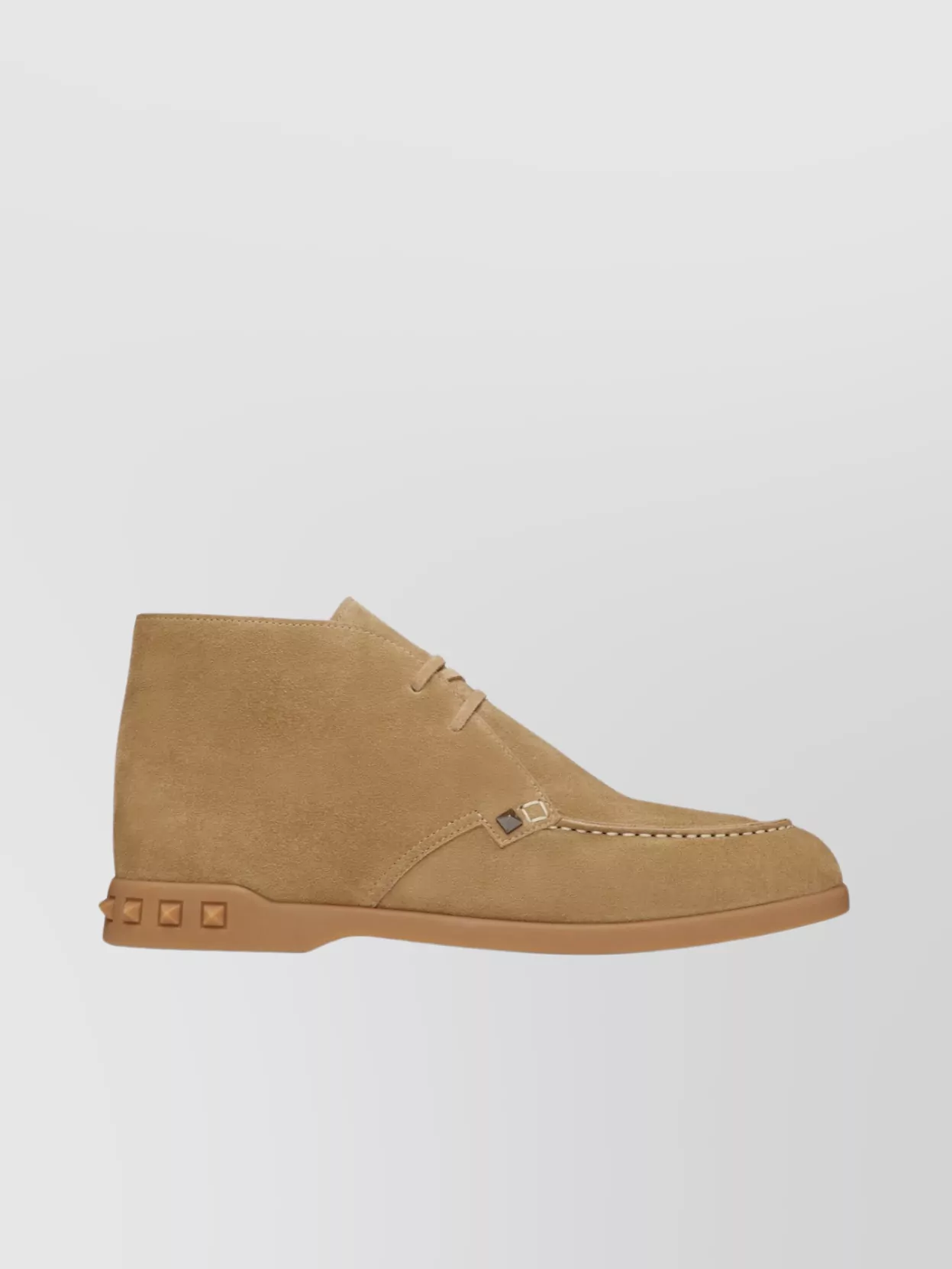 Shop Valentino Round Toe Suede Ankle Boots With Rockstud