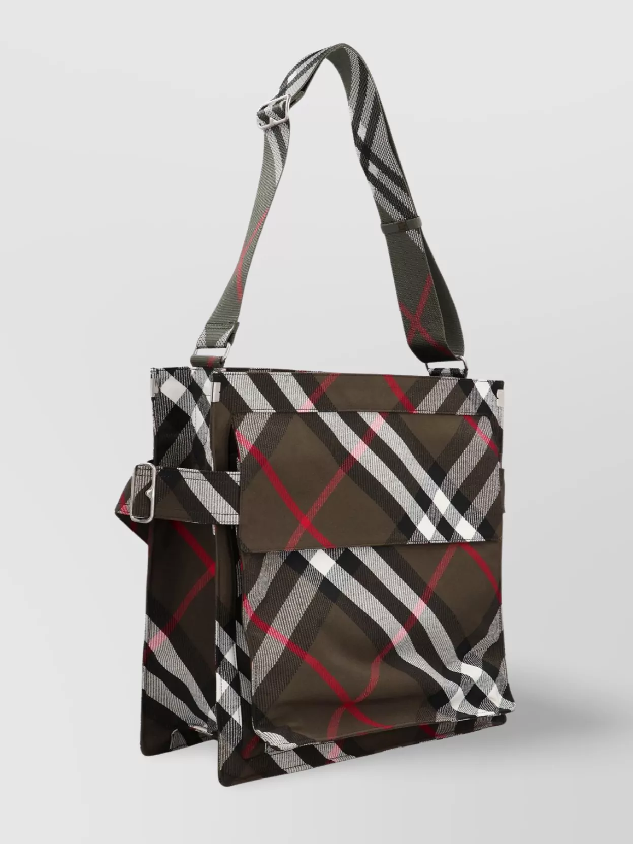 Burberry Check Motif Tote Bag With Adjustable Strap