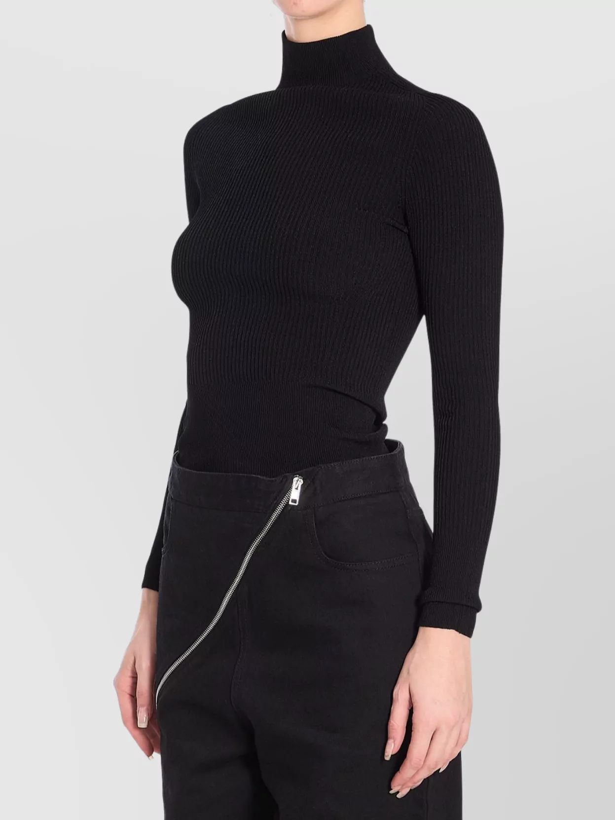 Alaïa Ribbed Knit High Neck Bodysuit