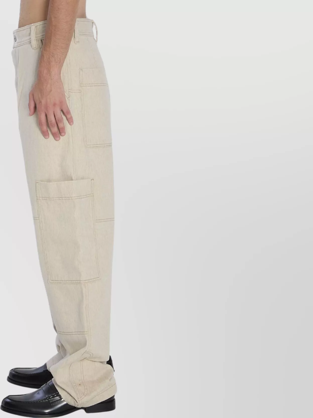 Jacquemus High Waist Cargo Trousers With Wide Leg In Neutral