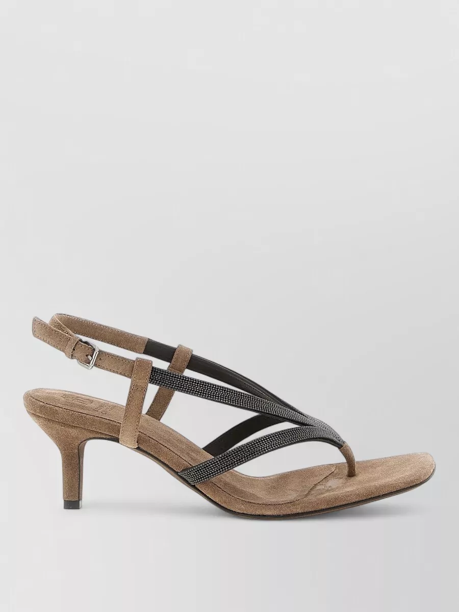 Brunello Cucinelli Monile Sandals Open Toe Kitten Heel