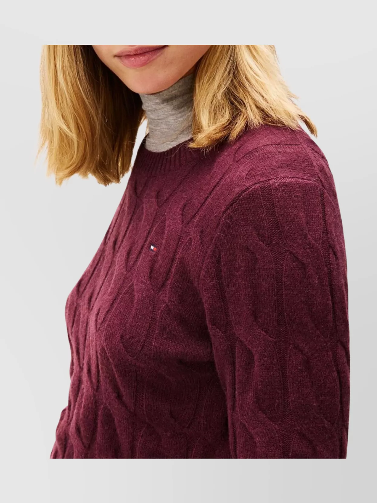 Tommy Hilfiger Cable Knit Long Sleeve Wool Pullover