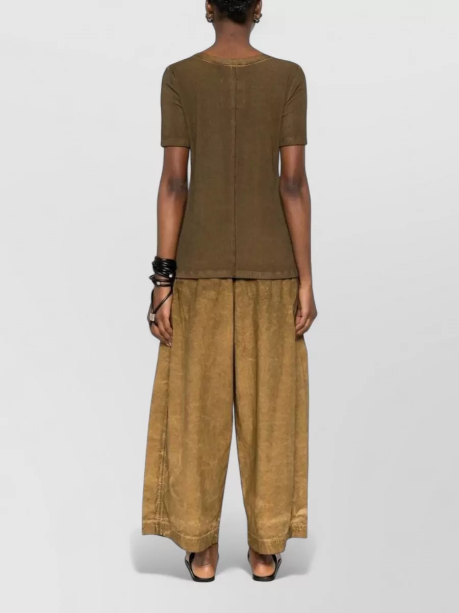 Uma Wang Short Sleeve Round Neck Stitch Detail Top