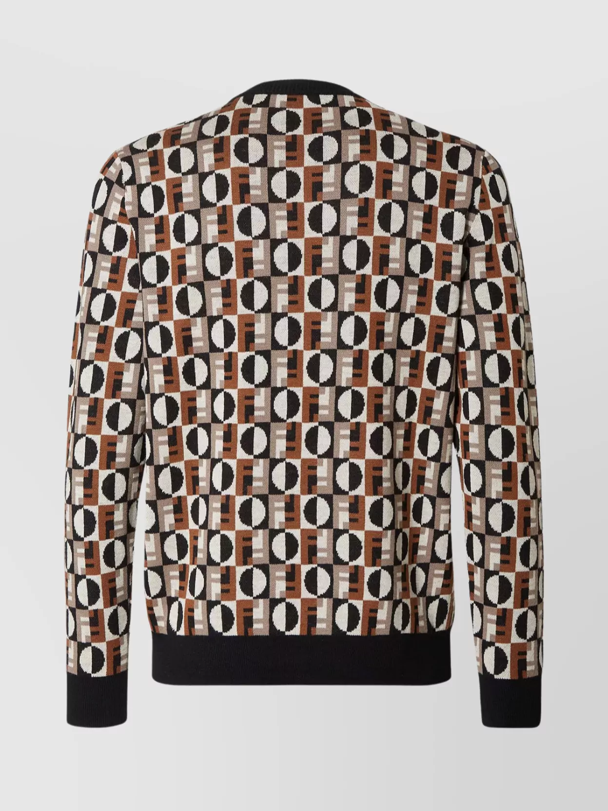 Fendi Crew Neck Sweater Geometric Design In Multi
