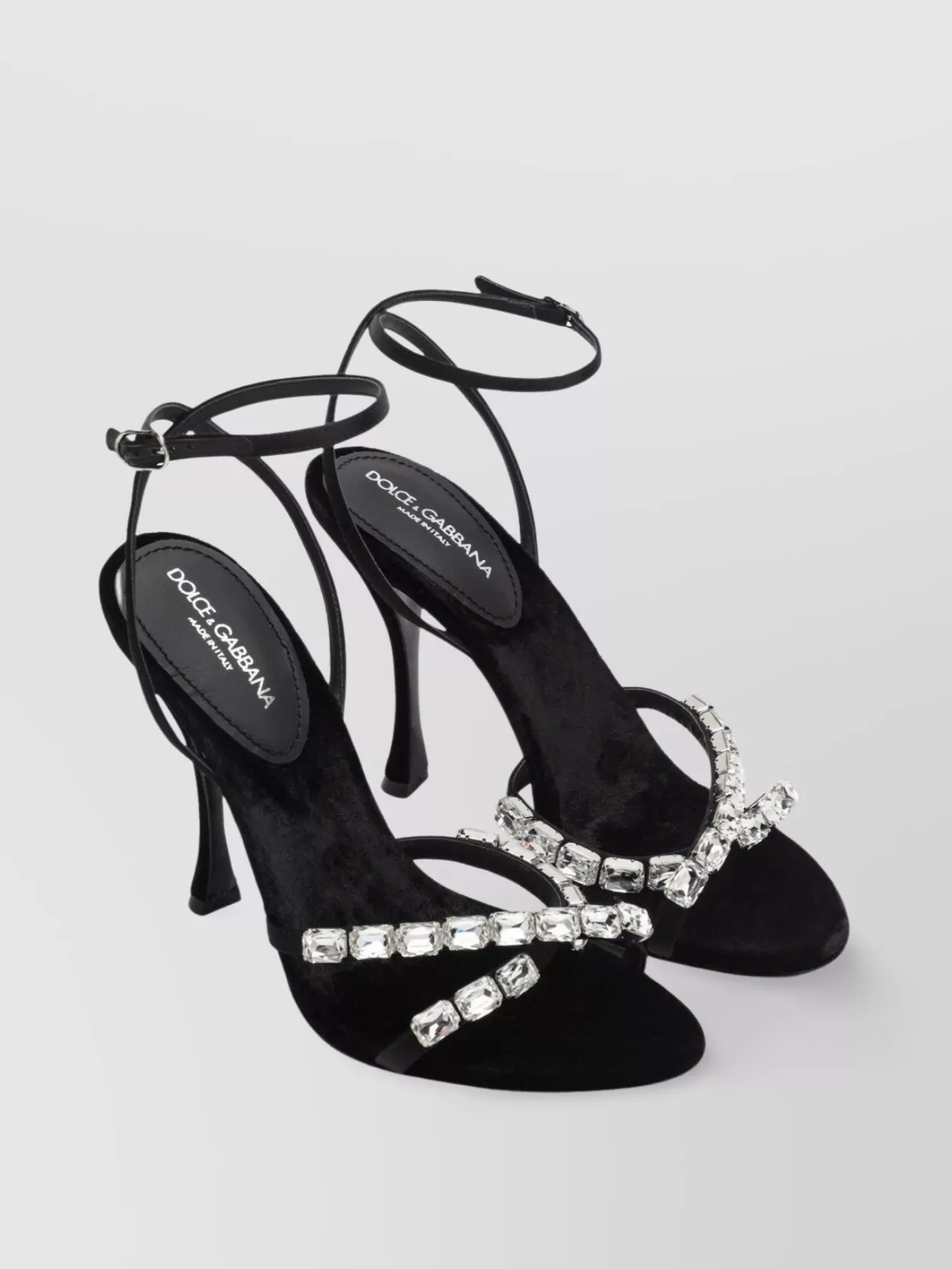 Dolce & Gabbana Sculpted Heel Stone-embellished Satin Sandal