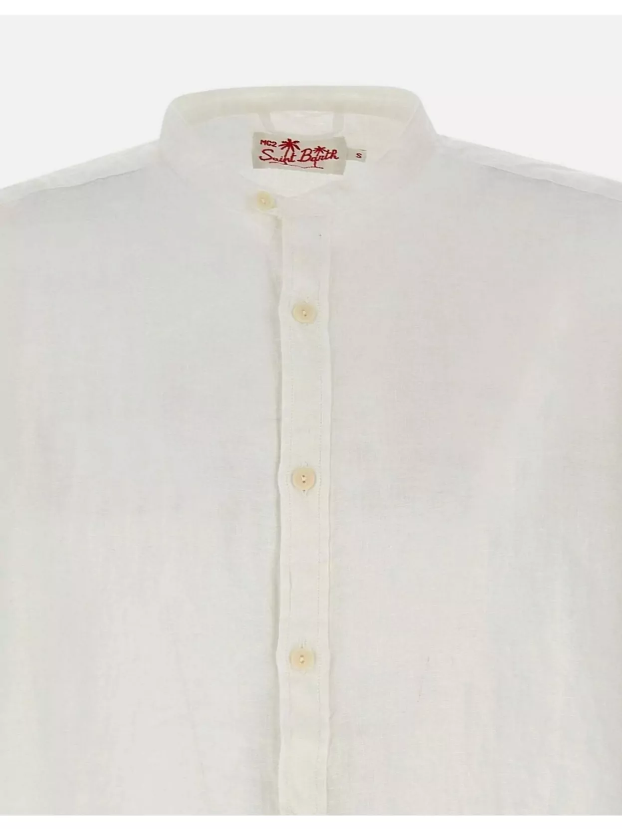 Mc2 Saint Barth Naxos Linen Shirt With Mandarin Collar