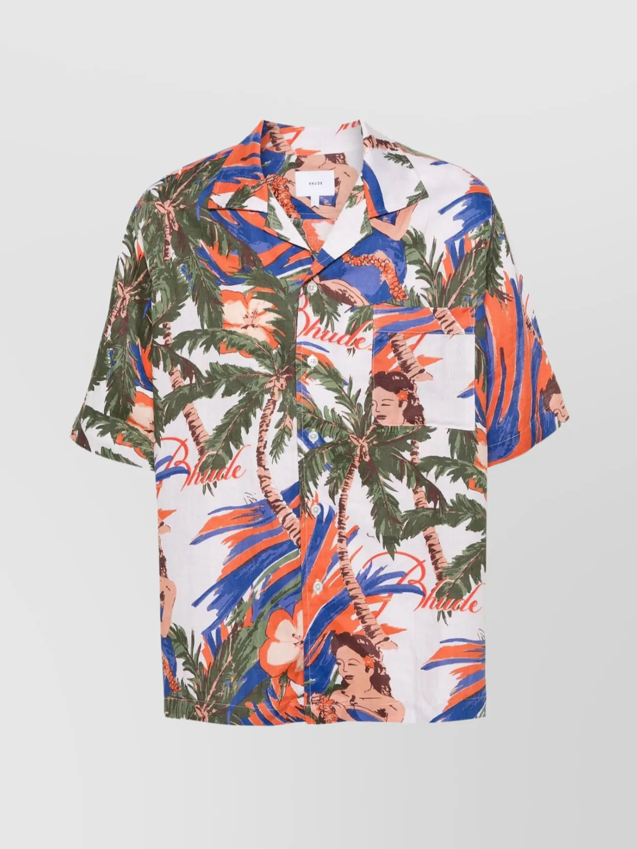 Rhude Floral Graphic Print Pocket Shirt In Green