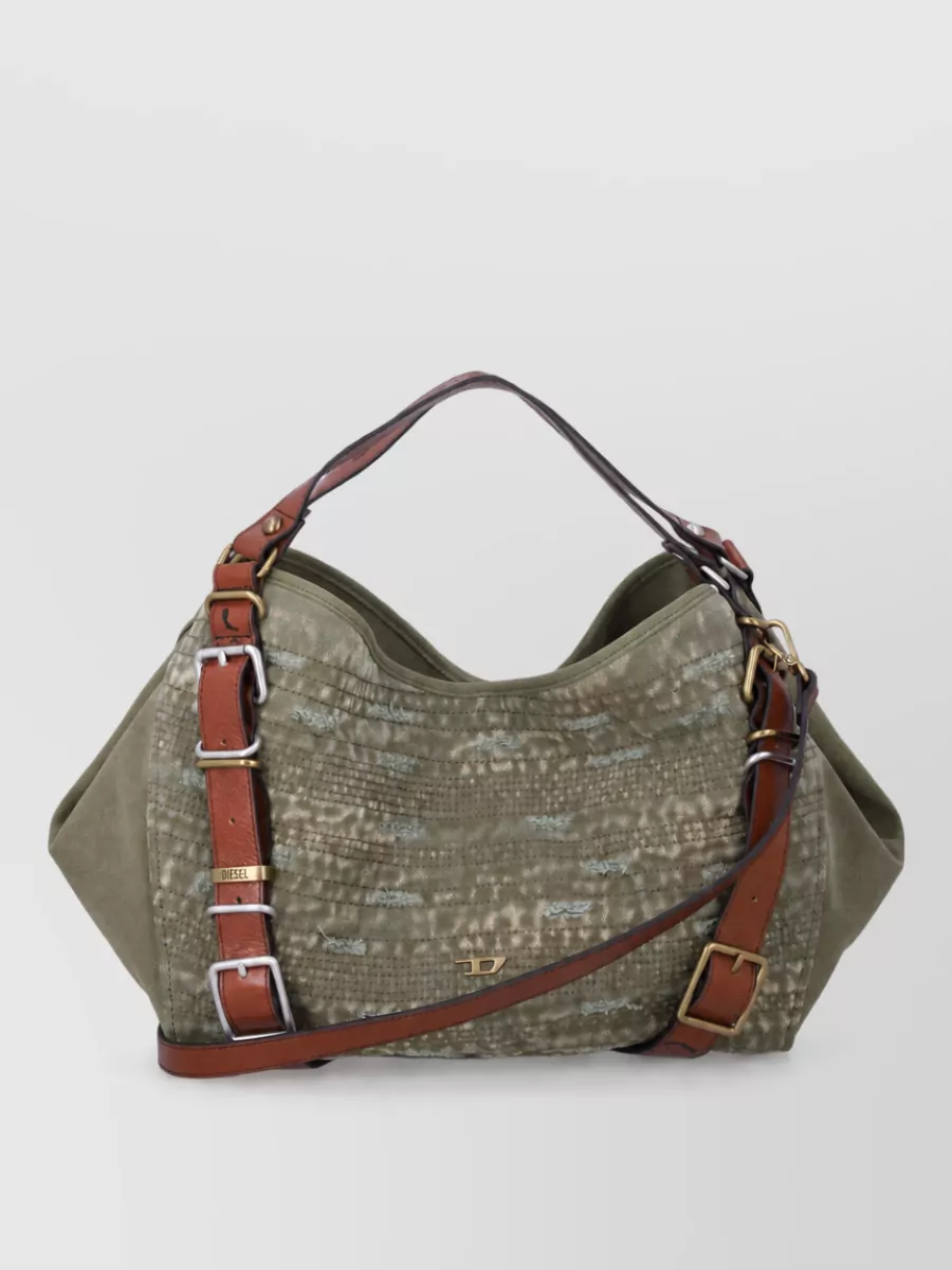Diesel medium canvas and leather shoulder bag