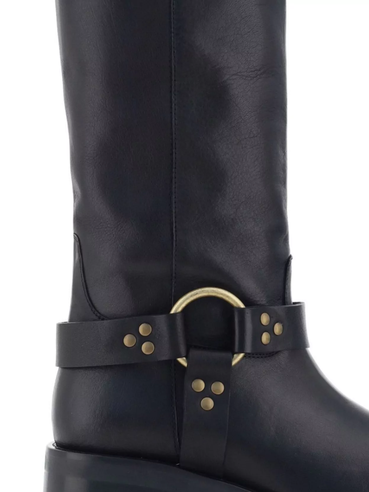 Parosh Leather Stud Detail Calf-Length Block Heel Boots