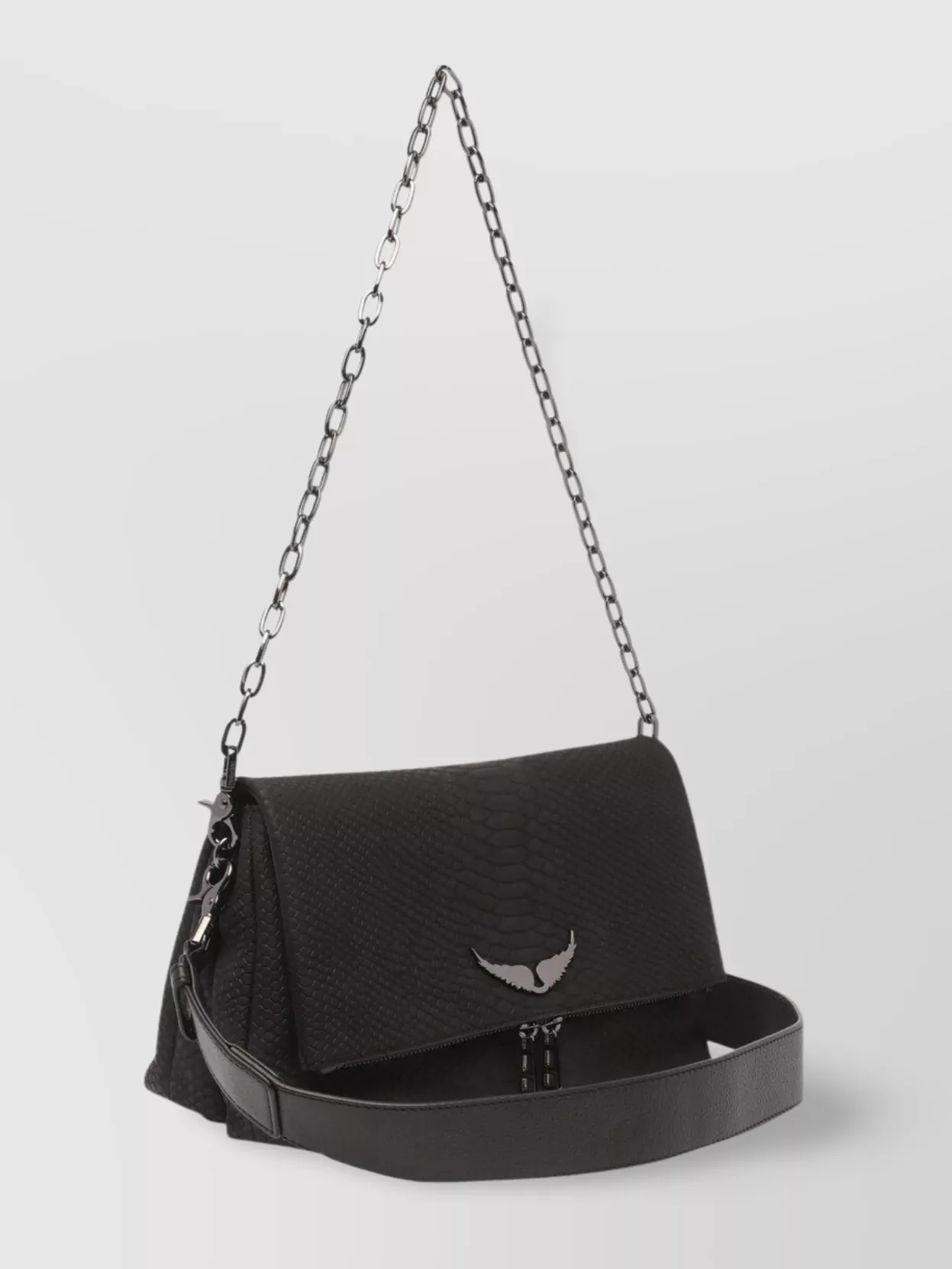 ZADIG & VOLTAIRE SOFT SAVAGE SHOULDER BAG WITH ZIP POCKETS